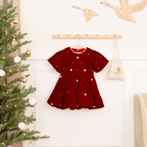 Loviray Velvet Imitation Pearls Short Sleeve Midi Dresses 2-3T NWT